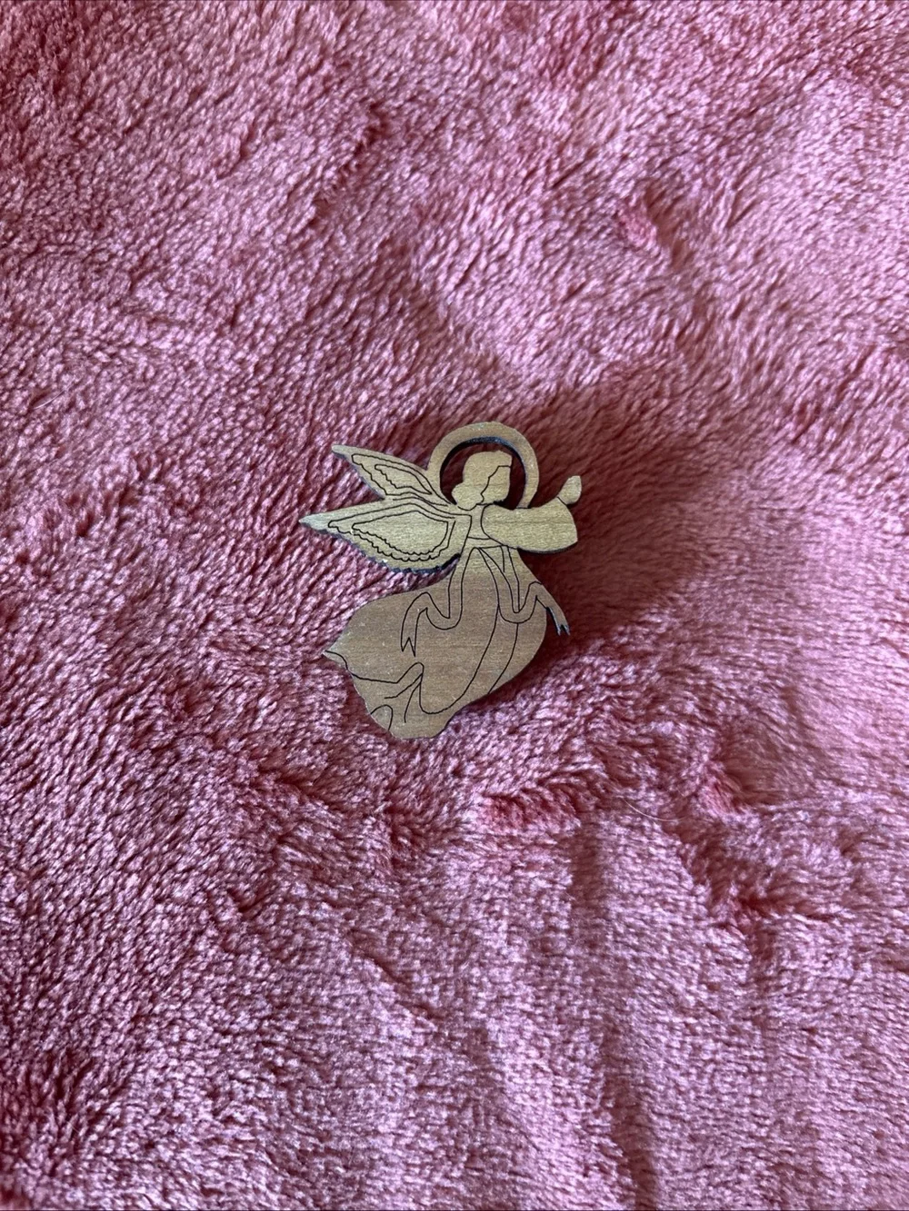 Wooden Angel Brooch Pin - Elegant Women's Jewelry